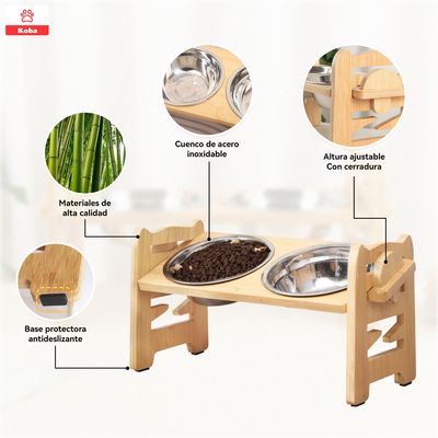 Imagen 2 del producto 2 En 1 Comedero Bebedero Ajustable Mascota Perro Gato