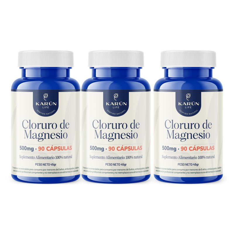 KARUNLIFE - Cloruro De Magnesio Pack Premium - 3 Frascos (270 Capsuslas)