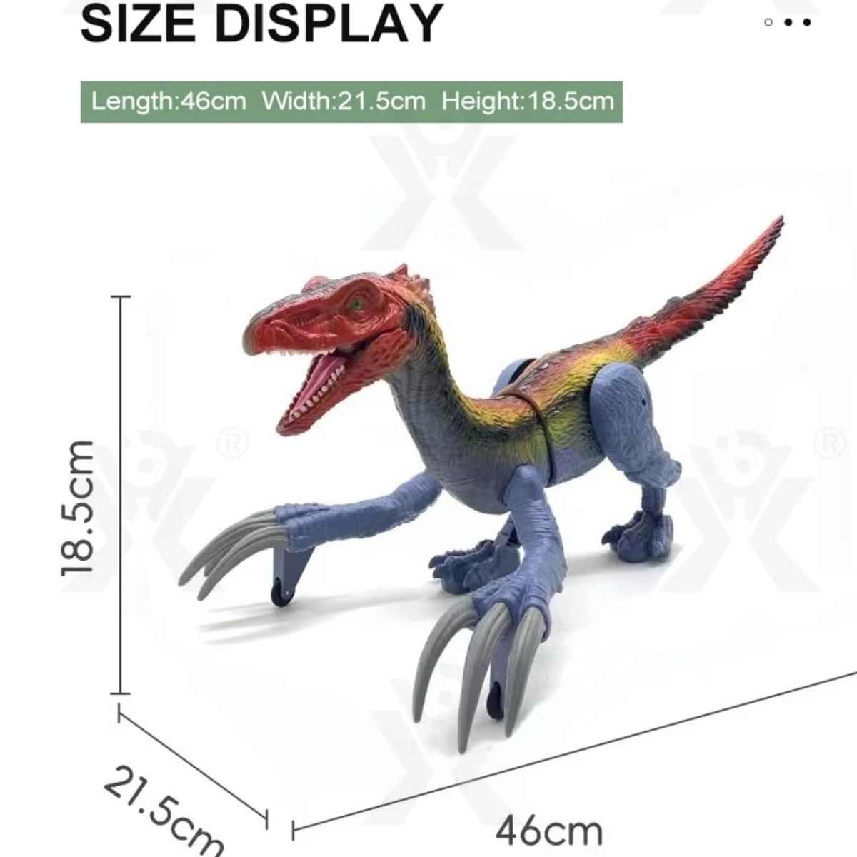 GENERICO - DINOSAURIO CONTROL REMOTO 2,4 RECARGABLE LUZ VAPOR SONIDO