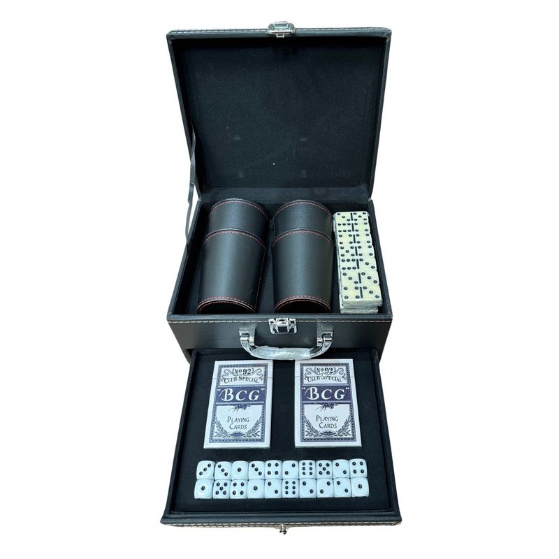 TOLVA - Set juego cachos naipes y domino caja ecocuero