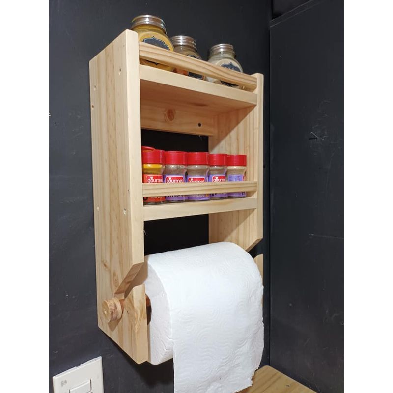 GENERICO - Repisa  Cocina Condimentos Con Portarrollo Organizador Cocin
