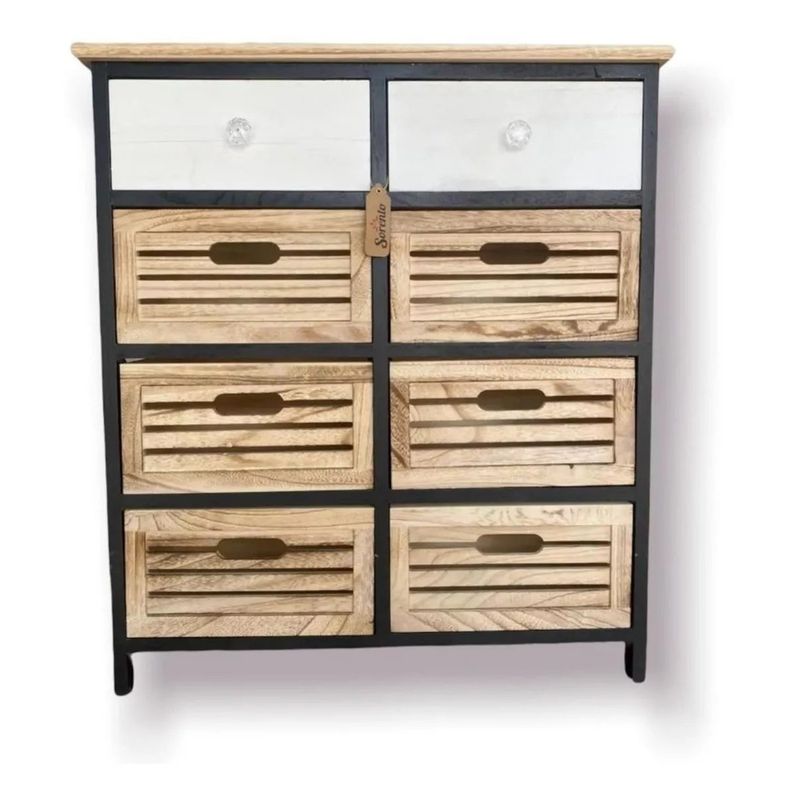 GENERICO - Mueble 8 Cajones Negro Y Blanco- S4132