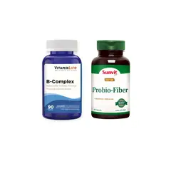 VITAMIN LIFE - B COMPLEX 90 TABLETAS VITAMINLIFE + PROBIO FIBER 60 CPS SUNVIT