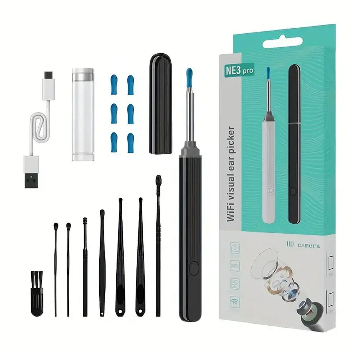 GENERICO - Limpiador Oídos Cámara Hd Inalámbrica Recargable Endoscopio