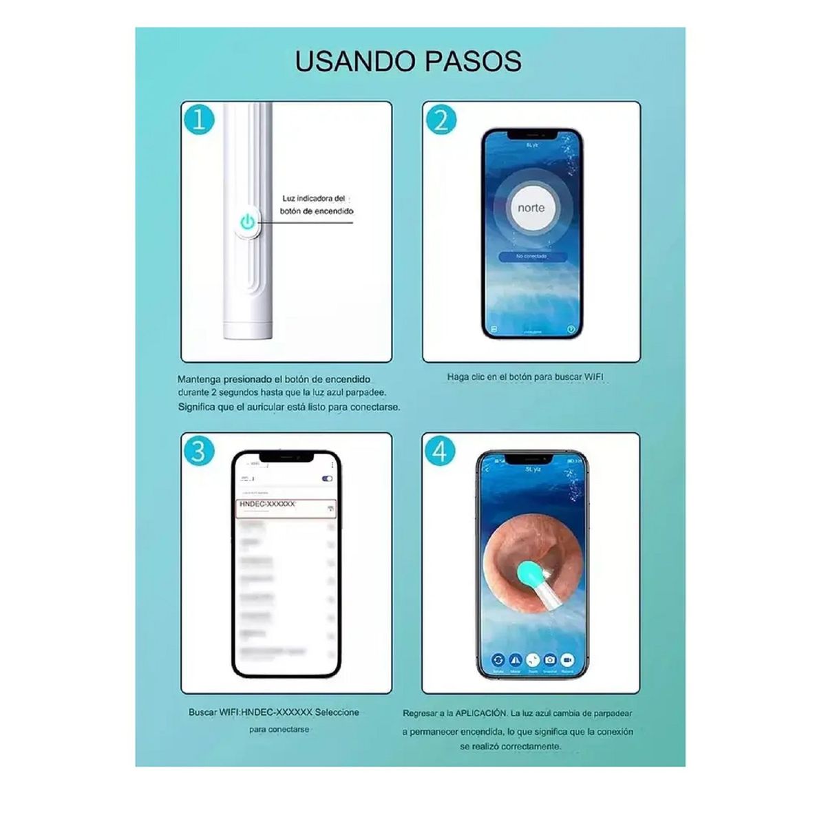 GENERICO - Limpiador Oídos Cámara Hd Inalámbrica Recargable Endoscopio