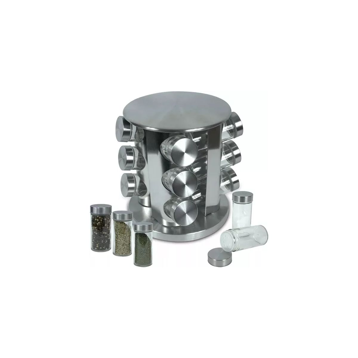 GENERICO - Condimenteros Especieros Metalico Giratorio 12 Frascos
