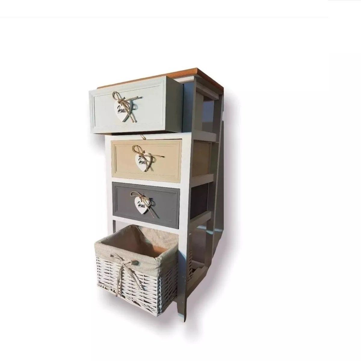 SORENTO - Mueble Cabinet 3 Cajones 1 Cesta Ratán - S8044