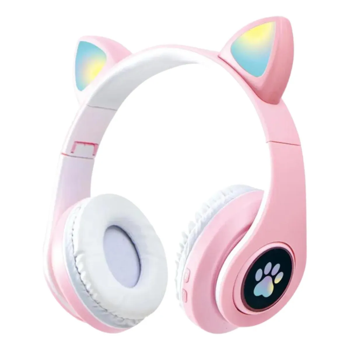 IMPORTCLICK - Audífonos inalámbrico Orejas Gato Led Wireless Bluetooth Rosado