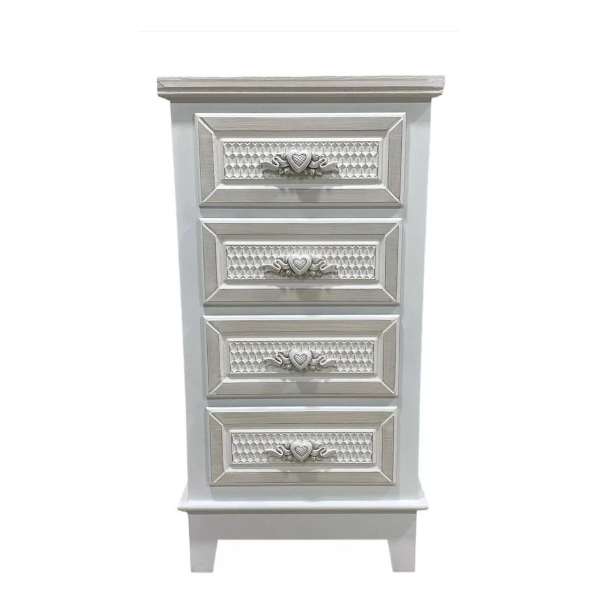 SORENTO - Velador Blanco Vintage 4 Cajones - S4158H