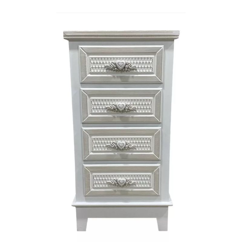 SORENTO - Velador Blanco Vintage 4 Cajones - S4158H