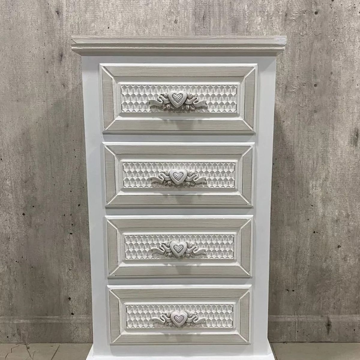 SORENTO - Velador Blanco Vintage 4 Cajones - S4158H