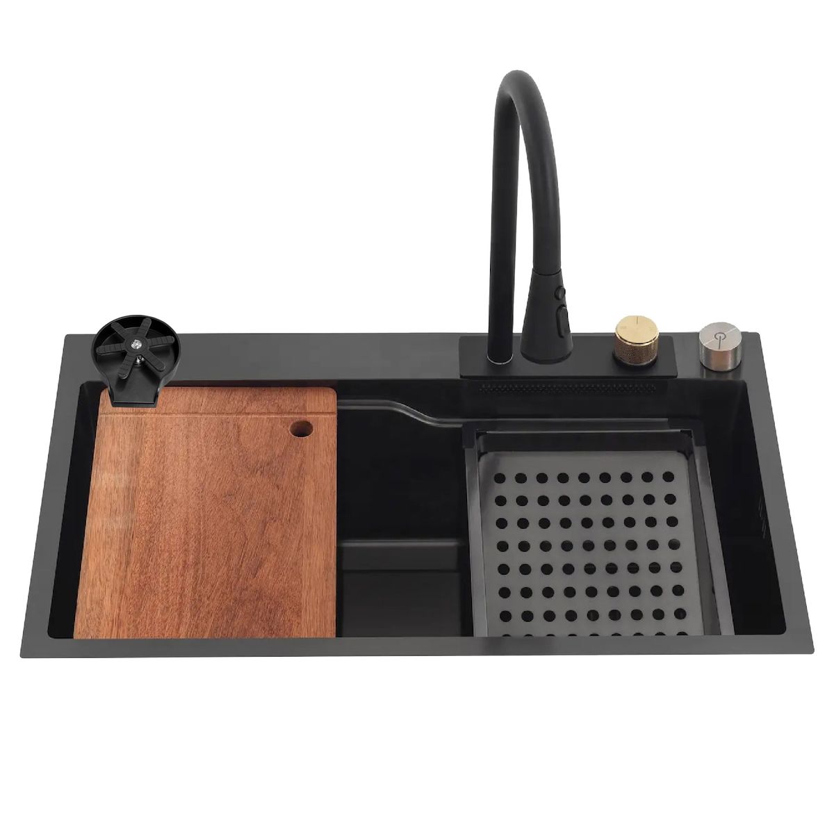 DOMSA - Lavaplatos Multifuncional Cascada Black Sobre Cubierta  75x46x23