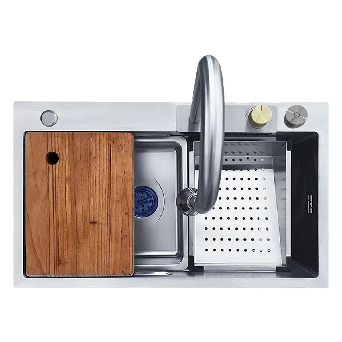 DOMSA - Lavaplatos Multifuncional Cascada SIlver Sobre Cubierta  75x46x23