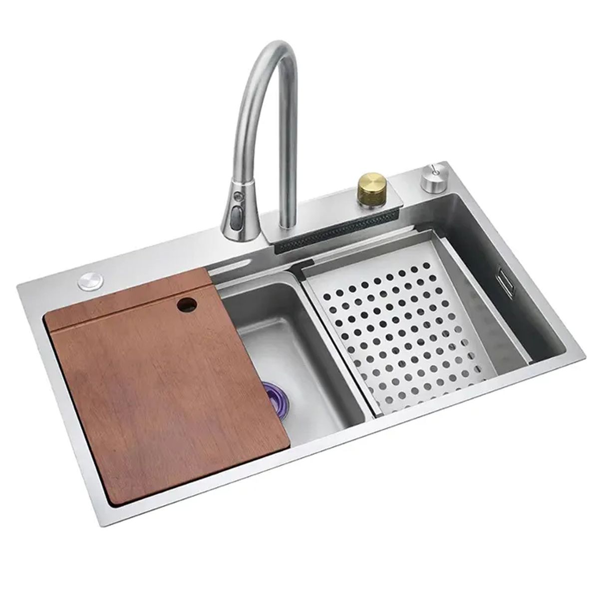 DOMSA - Lavaplatos Multifuncional Cascada SIlver Sobre Cubierta  75x46x23