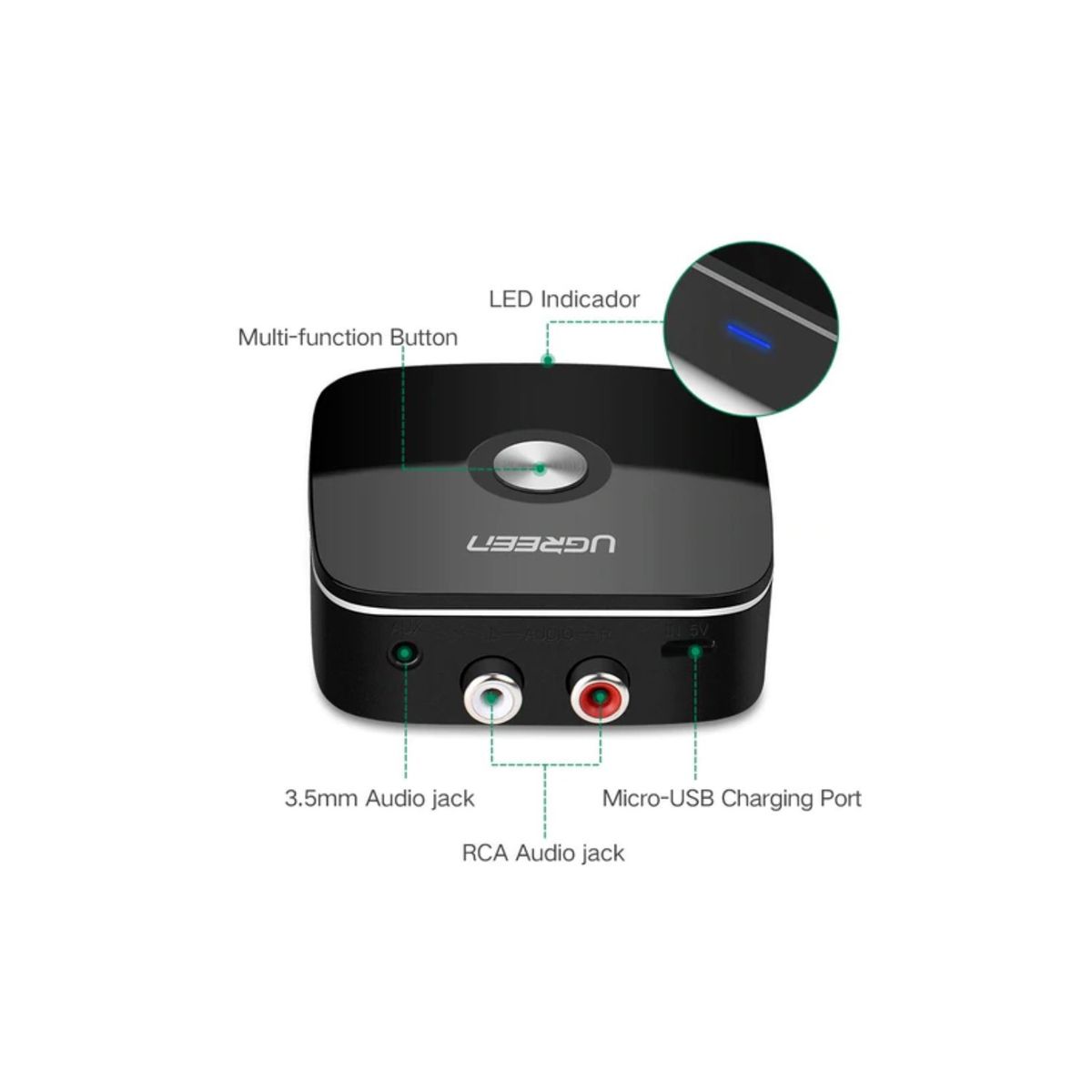 UGREEN - Receptor Audio Bluetooth 4.1 Y Rca - SC