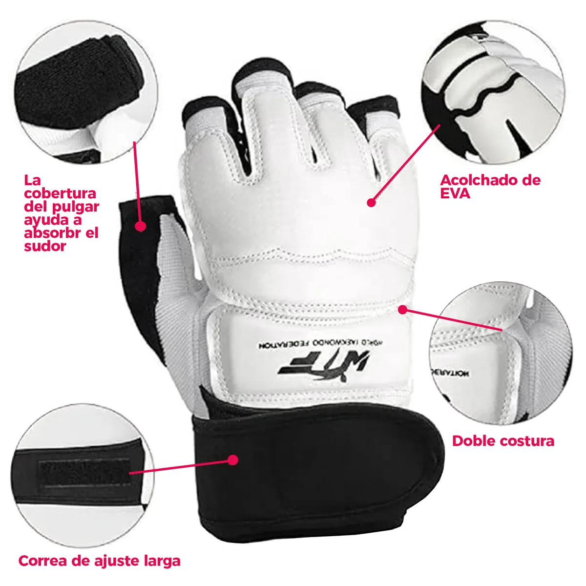 GENERICO - Guantes De Entrenamiento Para Taekwondo Blancos XS