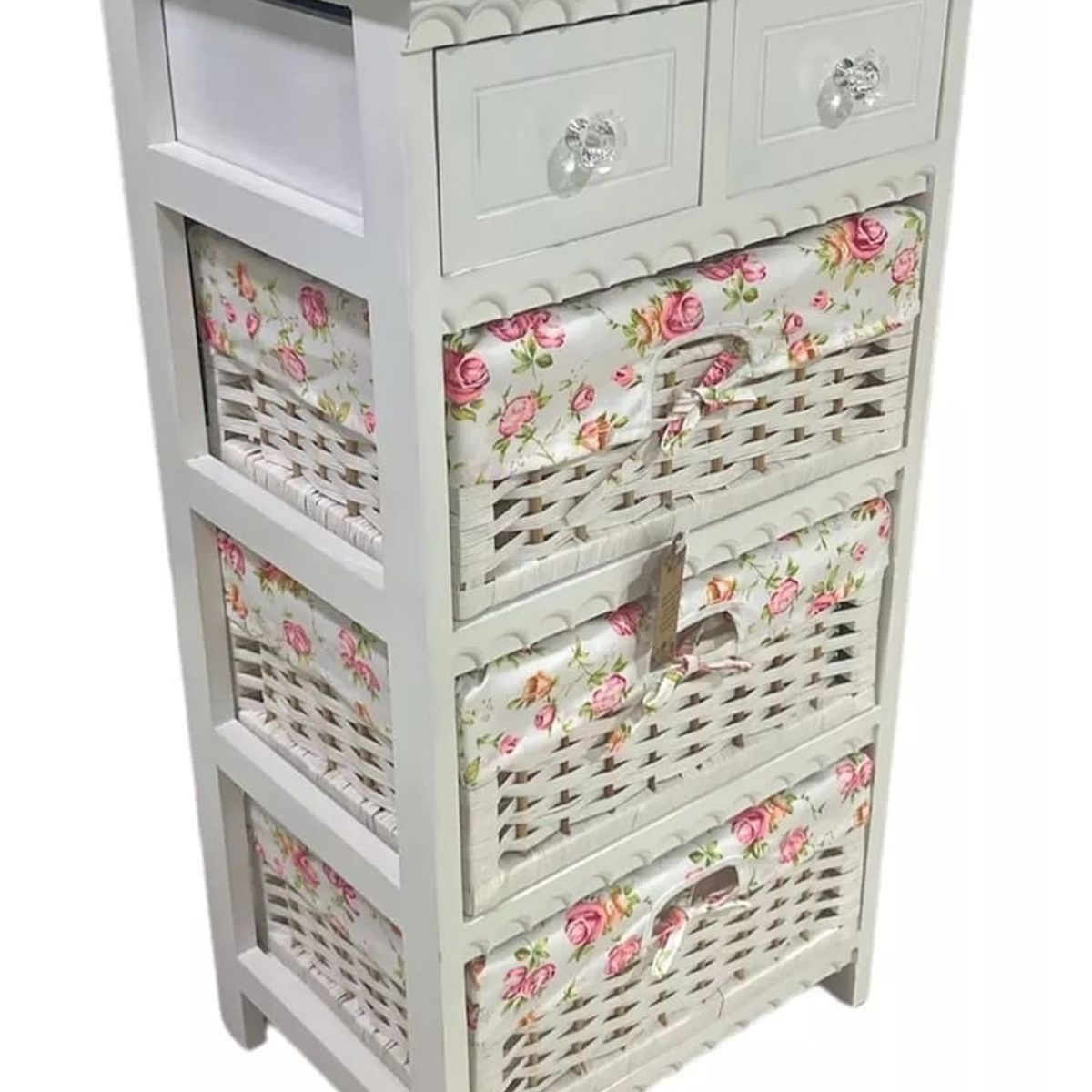 GENERICO - Mueble Lacado Floreado 2 Cajones 3 Cestos - S4007