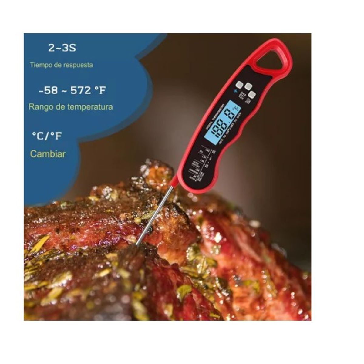 OFERTABKN - Termómetro Digital Cocina Carnes Líquidos Aceite Plegable