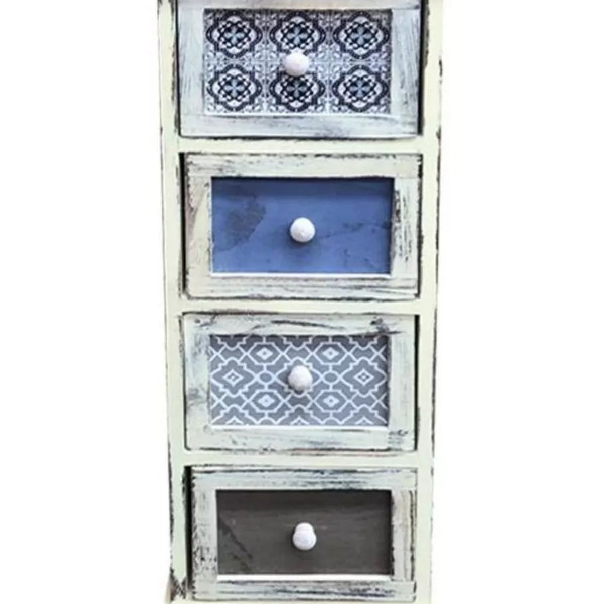 GENERICO - Mueble Vintage Con 4 Cajones En Tonos Azules - S0139