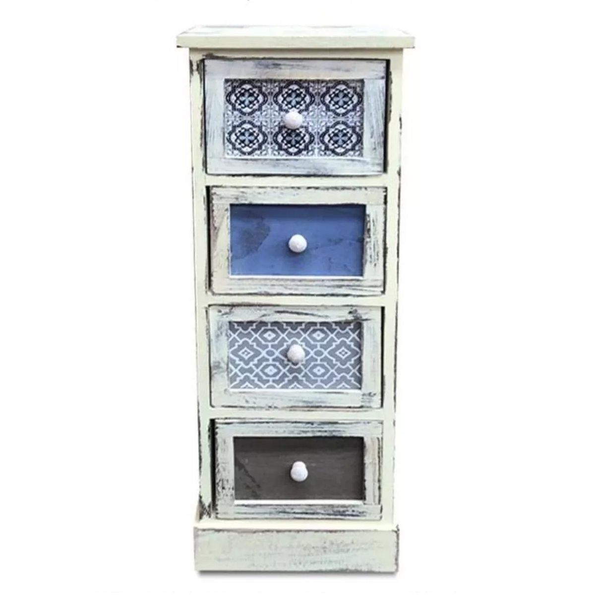 GENERICO - Mueble Vintage Con 4 Cajones En Tonos Azules - S0139