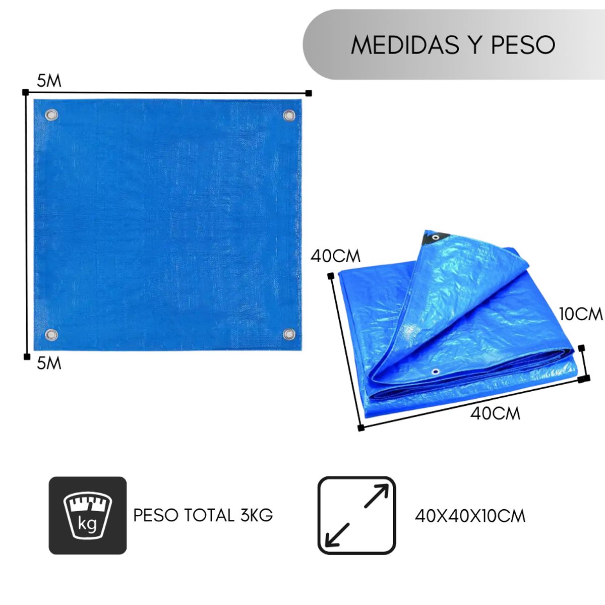 GENERICO - Cobertor Carpa Lona Toldo Multiusos Impermeable 5x5 Metros