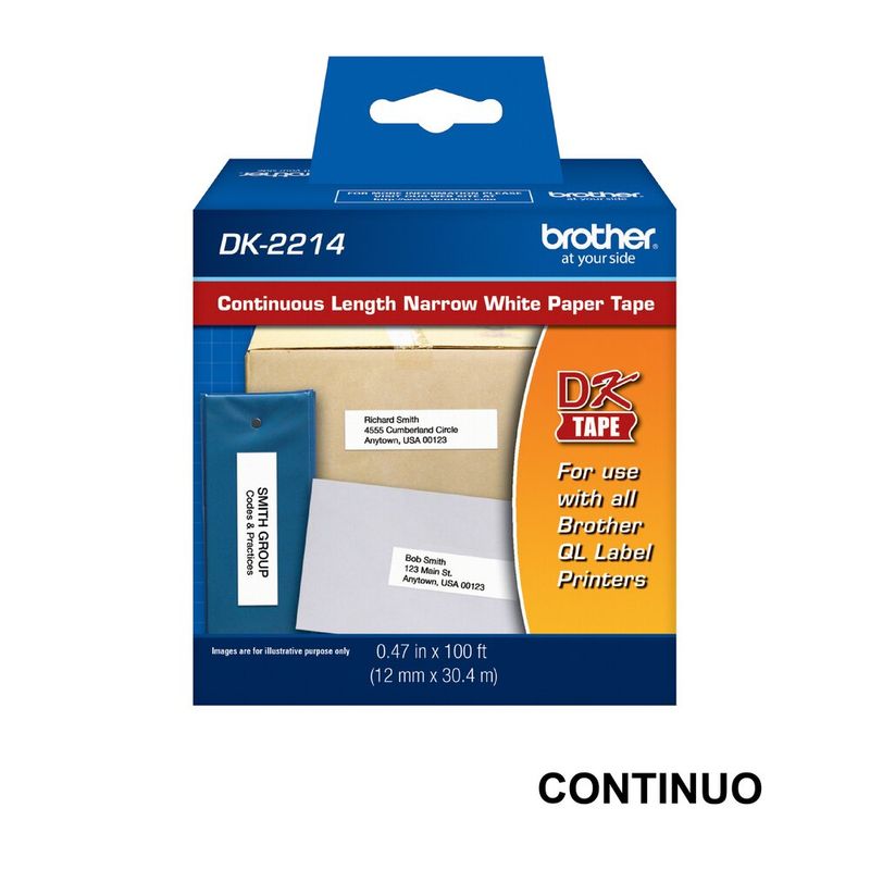 BROTHER - Rollo Brother Dk2214 Negro Sobre Blanco 12mmx30.48mts