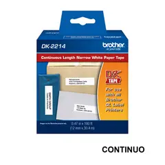 BROTHER - Rollo Dk2214 Negro Sobre Blanco 12mmx30.48mts