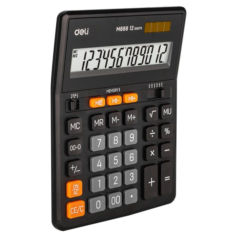 DELI - Calculadora de 12 dígitos energía dual 202x158x31mm azul