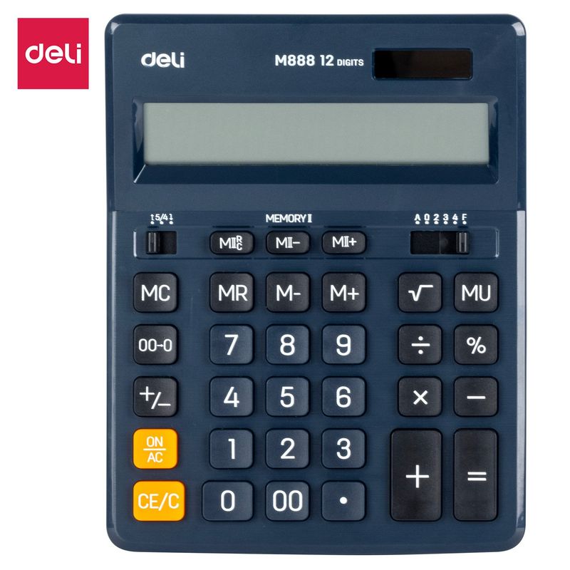 DELI - Calculadora de 12 dígitos energía dual 202x158x31mm negro