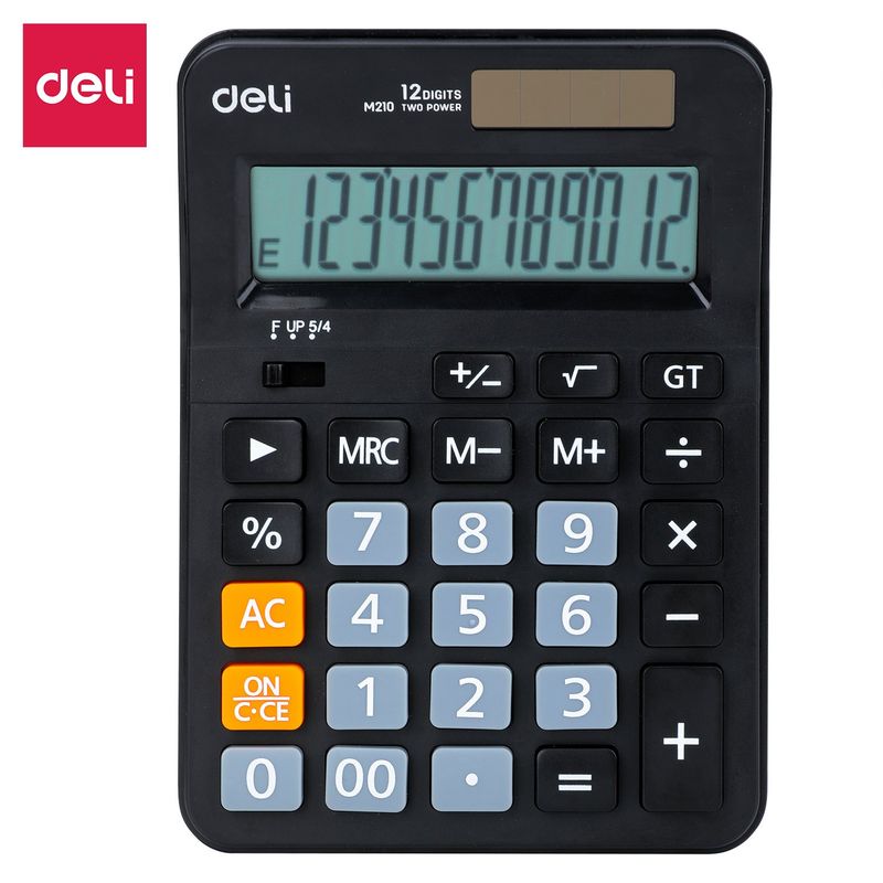 DELI - Calculadora de 12 dígitos con energía dual 152x108x30mm