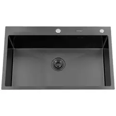 DOMSA - Lavaplatos Deluxe MDS8050-BLACK Sobre Cubierta Incluye Accesorios
