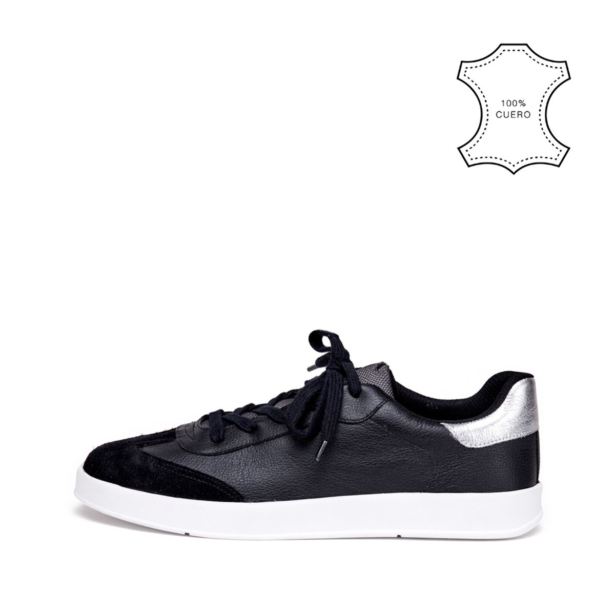 AMPHORA - Zapatilla raquel cuero negro