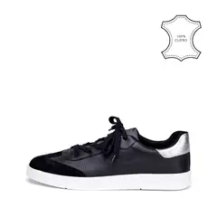 AMPHORA - Zapatilla raquel cuero negro