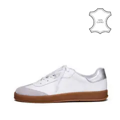 AMPHORA - Zapatilla raquel cuero blanco