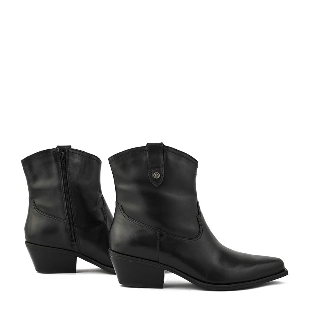 AMPHORA - Botin taco nara cuero negro