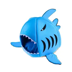ELEONOR - Casa tipo Cama para Mascota Perros Y Gatos Forma De Tiburón - Azul - Estandar