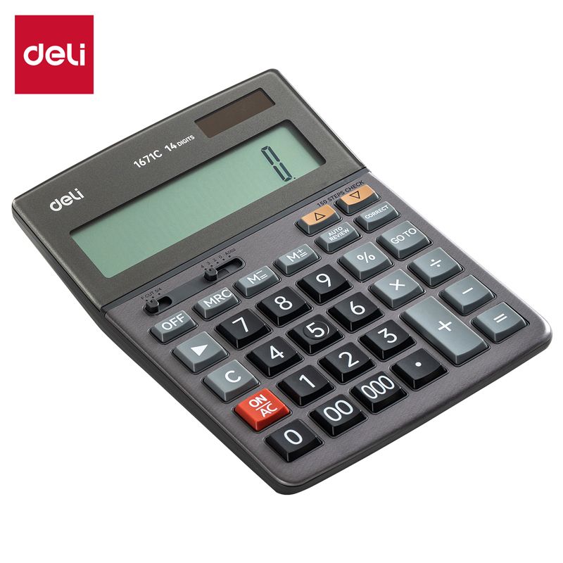 DELI - Calculadora de 14 dígitos pantalla grande 185x135x375 mm