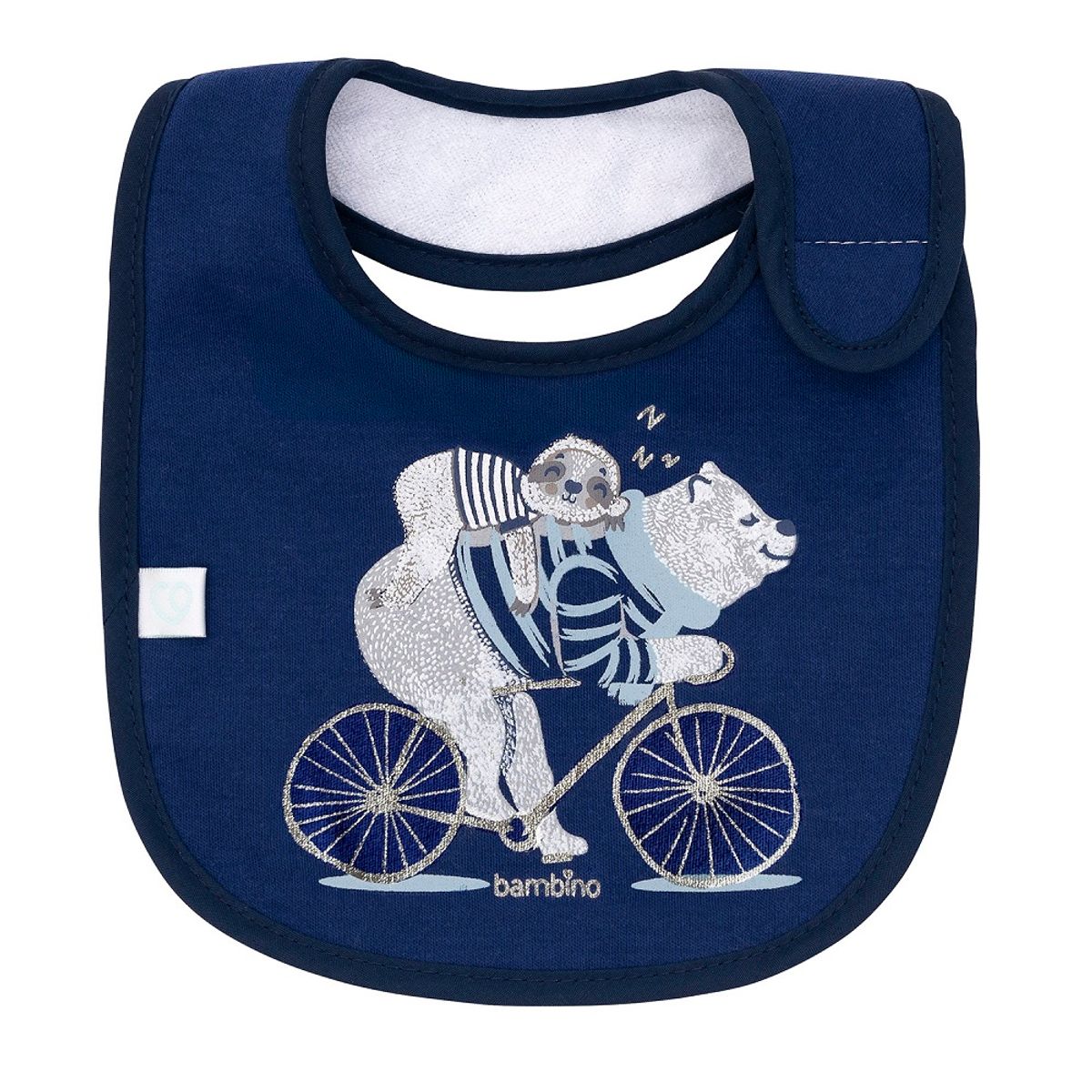 BAMBINO - Babero De Algodón Impermeable Azul Oso Bici Niño
