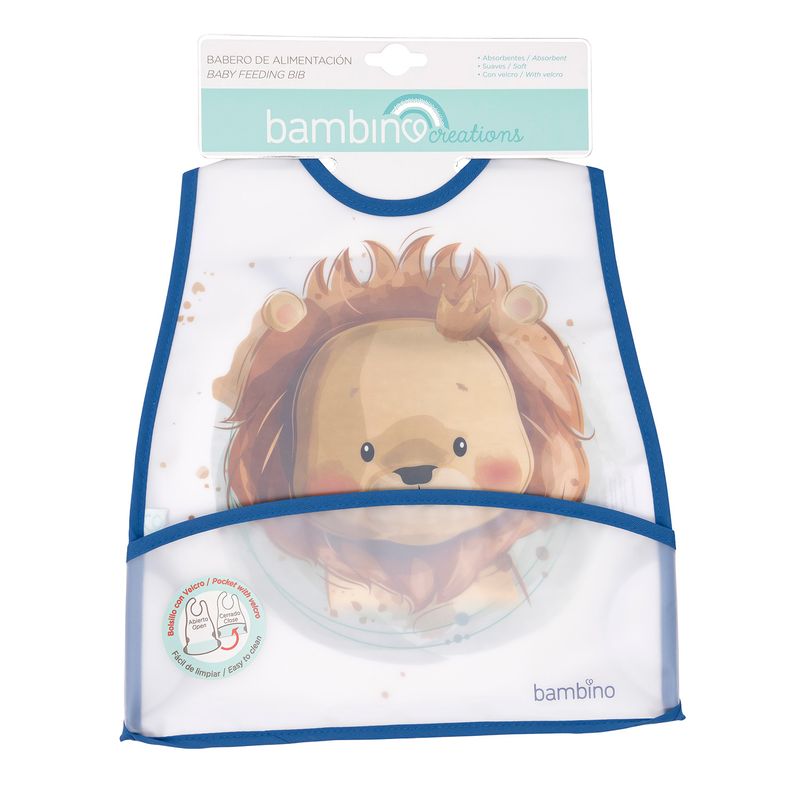 BAMBINO - Babero De Alimentacion Verde Bambino Leon Niño