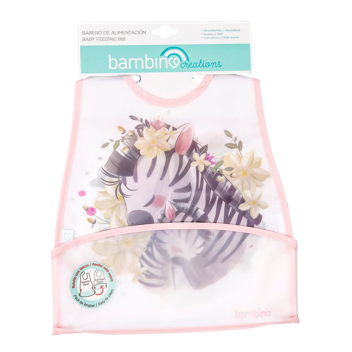 BAMBINO - Babero De Alimentacion Fucsia Cebra Niña