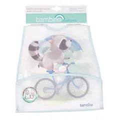BAMBINO - Babero De Alimentacion Celeste Mapache Niño