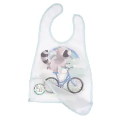 BAMBINO - Babero De Alimentacion Celeste Mapache Niño