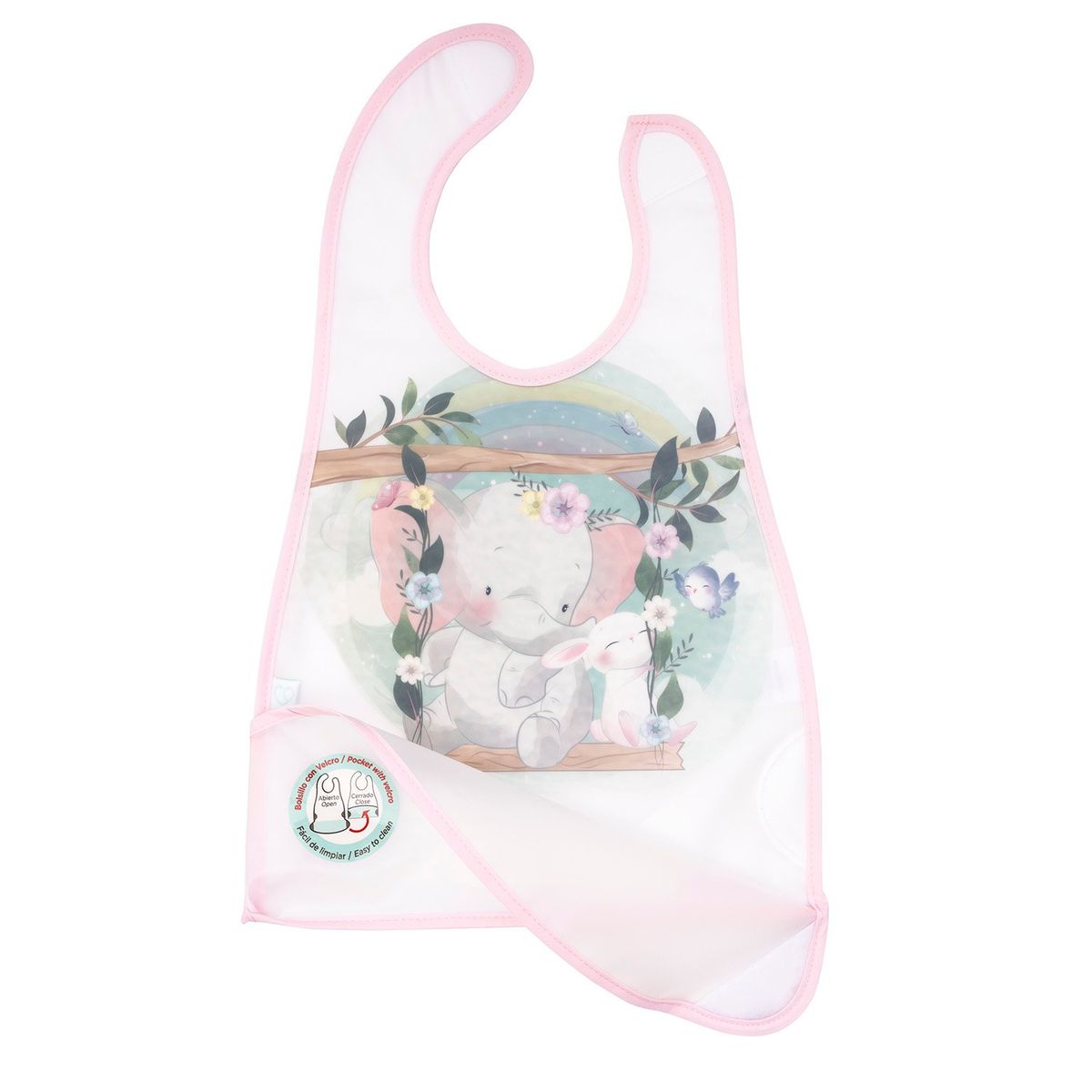 BAMBINO - Babero De Alimentacion Rosado Elefante Niña
