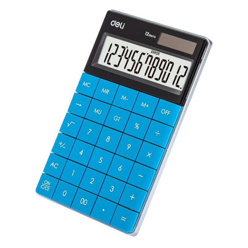 DELI - Calculadora de 12 dígitos 1646x130x146 mm azul