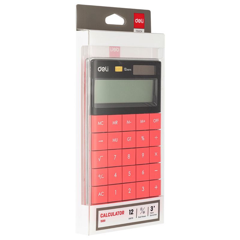 DELI - Calculadora de 12 dígitos 1646x130x146 mm rojo