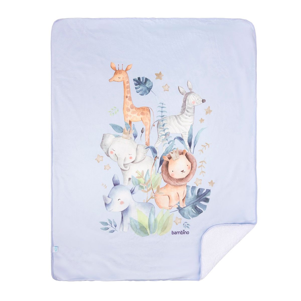 BAMBINO - Frazada De Sherpa Celeste Animales Niño