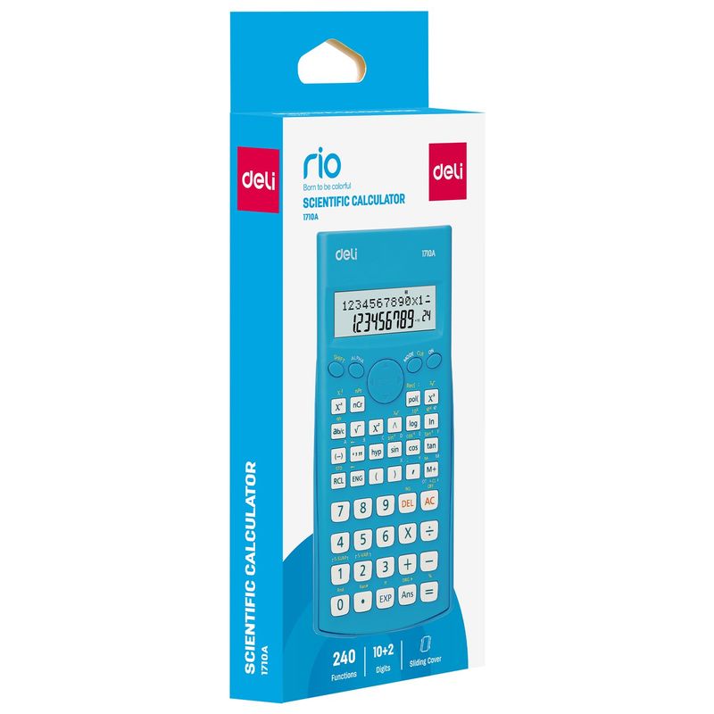DELI - Calculadora científica de 240 funciones 165×88×23 mm azul