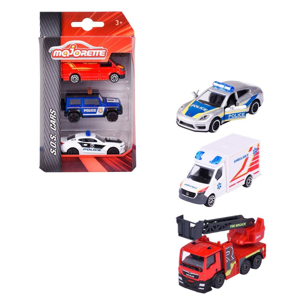 MAJORETTE - Vehículos Majorette set colección 3 autos emergencia