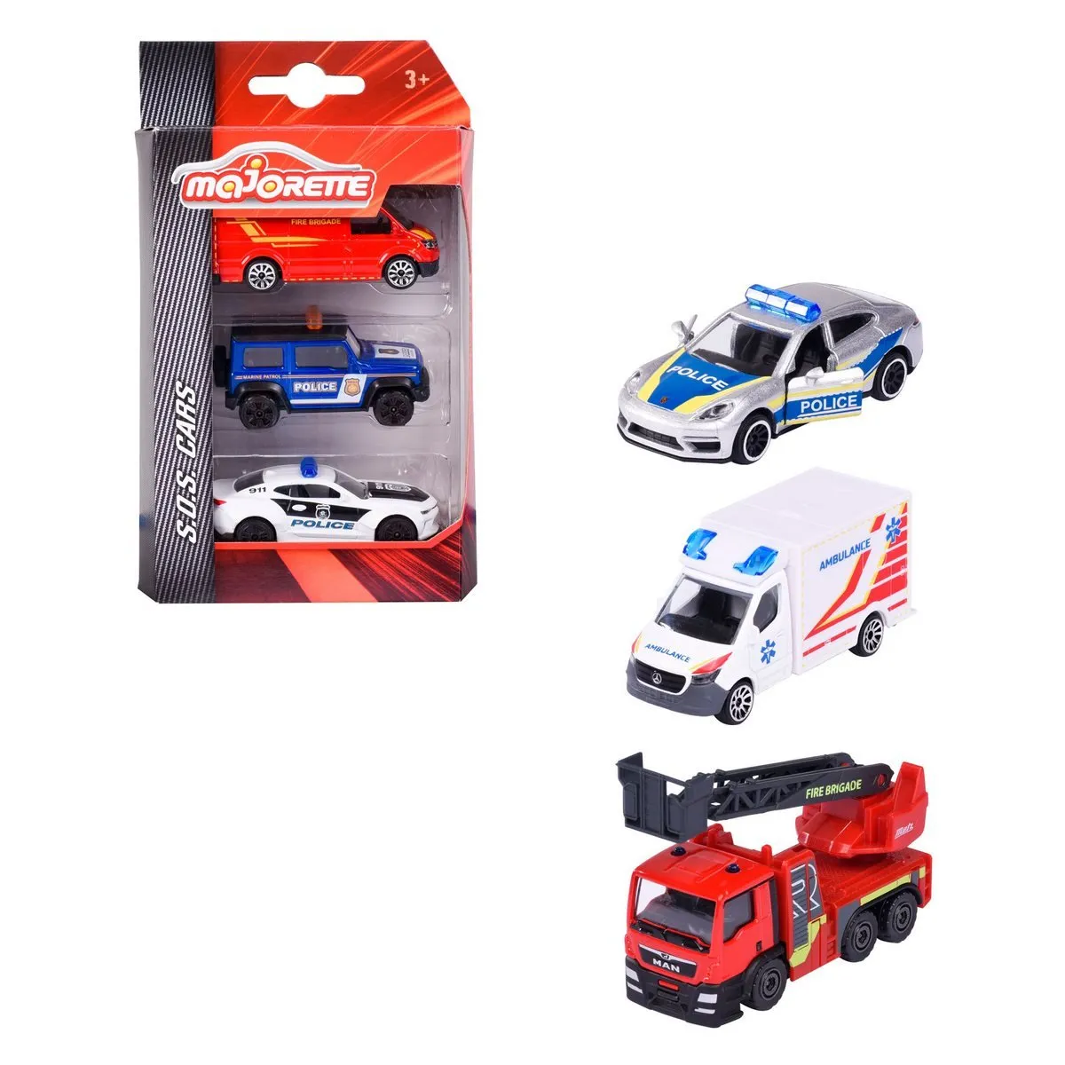 MAJORETTE - Vehículos Majorette set colección 3 autos emergencia