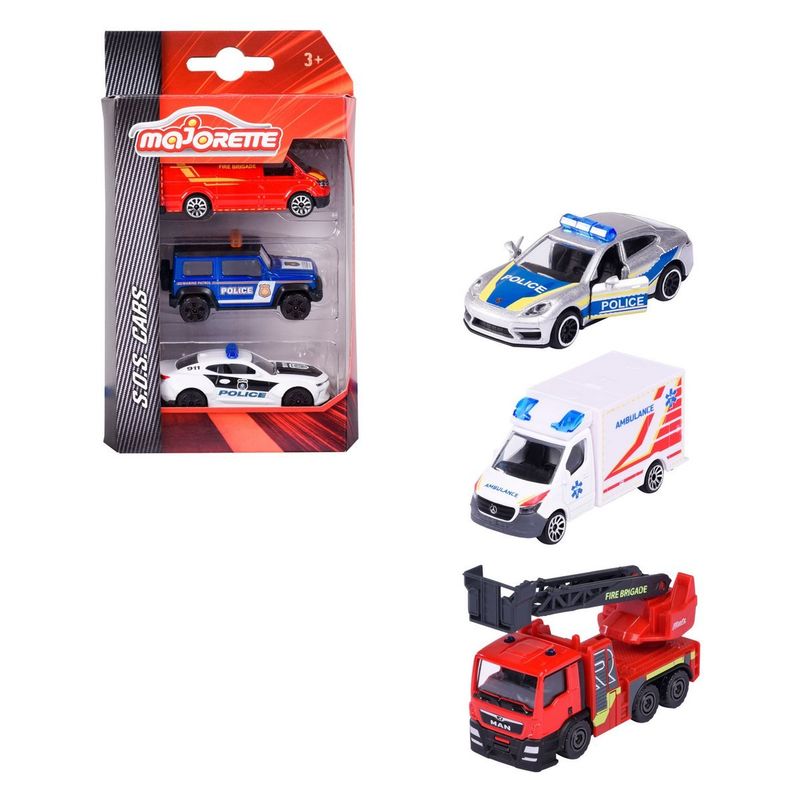 MAJORETTE - Majorette Emergencia  Set 3 Autos - Police Blanco